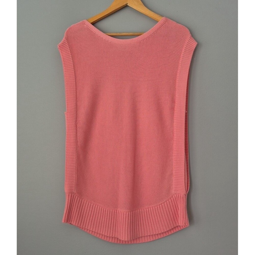 Kori Pink Sleeveless Round Neck Lightweight Tunic Sweater Top Womens Large